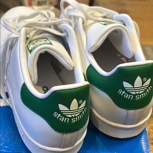 Adidas White and Green Stan Smith Sneakers
